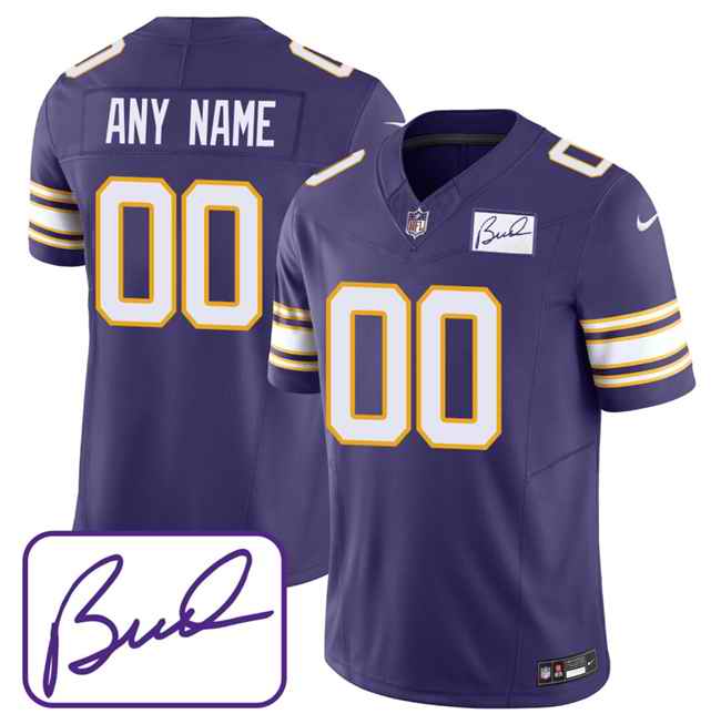 Men's Minnesota Vikings Custom Purple 2023 F.U.S.E. Bud Grant patch Limited Stitched Jersey